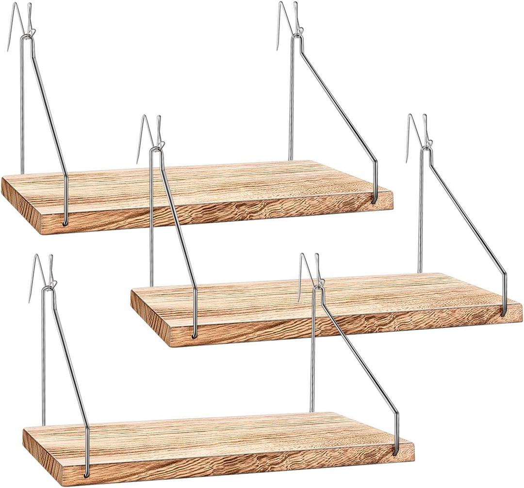 Fabric Wall Cubicle Shelf with Hooks for Work Decor, 11.8' Wooden Cubicle Organizer Storage Shelf with Hangers Cubicle Accessories for Women Men Desk, 3 Pack