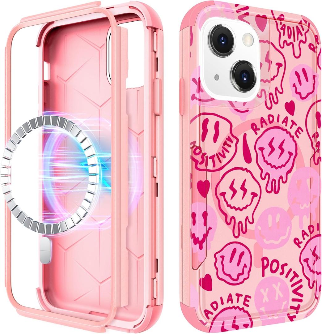 for iPhone 15 Case Compatible with MagSafe - Women Cute Girls Magnetictective Phone Cover Girly Kawaii Pretty Heavy Duty Shockof Funda for Apple 15 Phone Cases