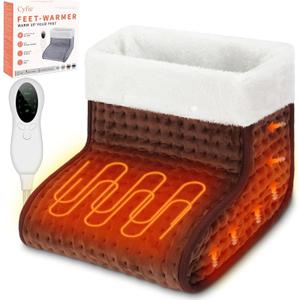 CYFIE Foot Warmer Under Desk - Electric Heating Pad for Women Men, Feet Warmers with 10 Heat & 3 Timer Settings, Auto Shut-Off, Washable Winter Christmas Gifts for Home Office Use(Brown)