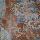 YJ.GWL Area Rug for Living Room, 4x6 Machine Washable Boho Rug for Bedroom, Low Pile Lightweight Thin Rugs Floral Vintage Distress Print Pattern Carpet for Dining Room, Brick