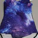 American Trends One Piece Swimsuit Women Criss Cross Back Color Block Print Bathing Suits Athletic Modest Swimwear (6-8, B Starry Sky)