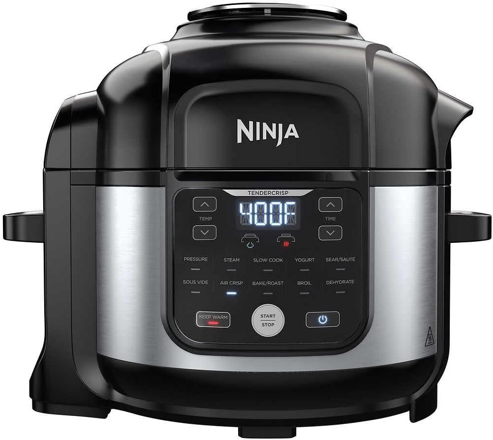 Ninja OS301/FD305CO Foodi 10-in-1 Pressure Cooker and Air Fryer with Nesting Broil Rack, 6.5-Quart Capacity, and a Stainless Finish 