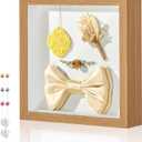 11x11 Shadow Box Display Case Picture Frame with Soft Linen Back, Deep Wood Color Shadow Box 11x11 for Flowers Medal Display Case Jersey pet Graduation Memorabilia Baby Items Crafts Photos