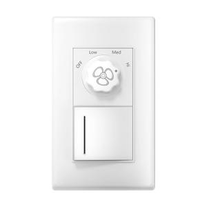 Ceiling Fan Wall Switch, 3-Speed Fan Light Wall Control, 110VAC, 60Hz, 2.5A, Single Pole, Neutral Wire Required, White