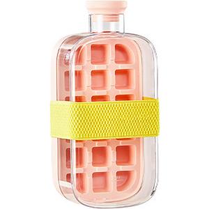 2-in-1 Ice Cube Bottle with Straw - Easy Press Ice Tray Water Bottle, Leak Proof Lid, Vertical Ice Maker for Freezer, Travel, Gym & Home Use (Pink, 800ml)