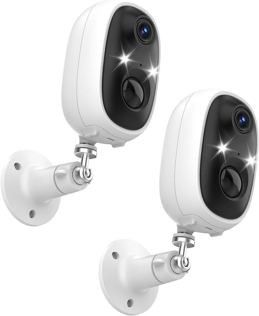 Security Cameras Wireless Outdoor 2K,Battery Powered Indoor Camera/2.4G WiFi Cameras for Home Security with Motion Detection,Color Night Vision,Spotlight,Siren,Waterproof, SD/Cloud Storage 2 Pack