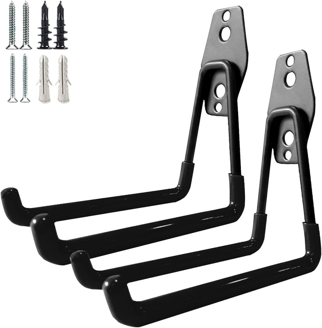 GeeWatom Garage Storage Utility HooksGarage Garden Tool OrganizerSteel Wall Mount Hooks, Large Garden U Hooks 2 Pack