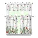 Rodvnyh Christmas Kitchen Curtains 3 Piece Set Short Tier Xmas Valances Over Sink for Windows Winter Holiday Cafe Curtain Window Treatment Home Decor 24 Inch