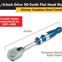 Titan 12160 1/4-Inch Drive x 6-Inch 90-Tooth Flat Head Ratchet