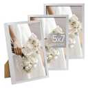upsimples 5x7 Picture Frame Set of 3, Made of High Definition Glass for 5 x 7 Silver Frames, Wall and Tabletop Display Thin Border Photo Frame for Home Décor