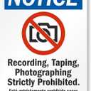 SmartSign - S-7366-AL-14 "Notice - Recording, Taping, Photographing Strictly Prohibited" Bilingual Sign | 10" x 14" Aluminum Black/Blue/Red on White