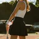 eoeoo Women's Flared Mini Skirt Stretchy High Waist Flowy Ruffle Hem Skater Skirt (Black, S)