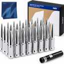 Orion Motor Tech 14mmx1.5 Lug Nuts Chrome 32 Piece, M14x1.5 Spike Lug Nuts Wheel Accessories Compatible with Chevy Ram Ford GMC (Silver)