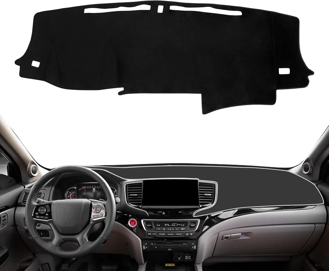 smabee Dashboard Cover Mat for Honda Pilot 2016-2022 & Ridgeline 2017-2026 & Passport 2019-2026 Dash Mat Flannel Sunshade Glare UV Rays Protector Interior Accessories Black