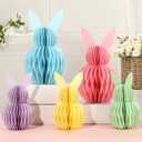 Naozinebi 5Pcs Easter Bunny Honeycomb Centerpiece Easter Party Table Decorations 3D Paper Rabbit with Magnet Pastel Table Ornament for Home Office Kitchen Easter Gift Holiday Party Table Supplies