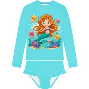 Girls Rash Guard Sets Kids Swimsuits Bathing Suit 2 Piece Mermaid Size 2T