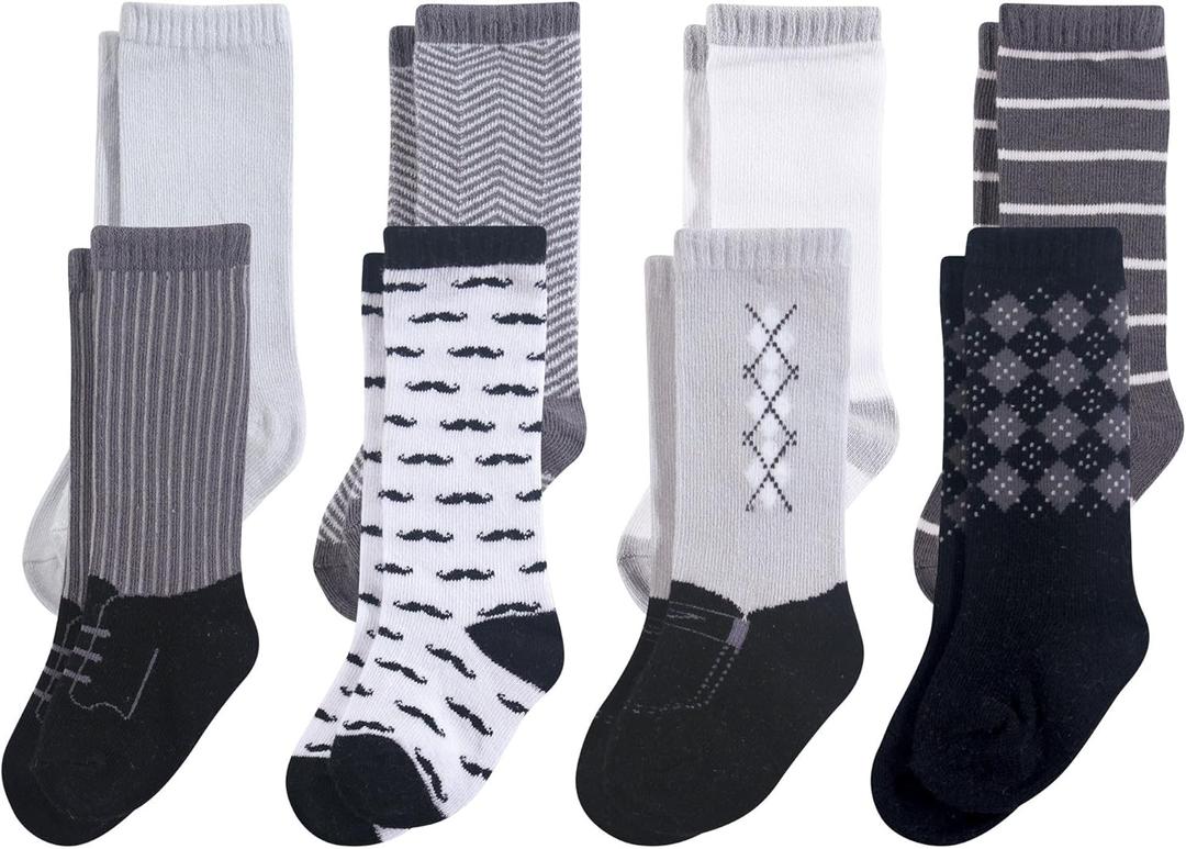 Hudson Baby Baby Girls' Cotton Rich Knee-high Socks (12-24 Months, Black Gentleman)