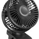 Koonie Portable Clip On Fan, Small USB Fan Battery Operated, 3 Speed Rechargeable Mini Fan With LED Display, 360 Rotate Personal Cooling Desk Fan for Stroller Travel Camping Golf Gym (black)