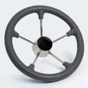 Boat Steering Wheel 13.5",Stainless Steel Anti-Slip PU Foam Cover 5-Spoke Marine Steering Wheel for Bass Pontoon Boat