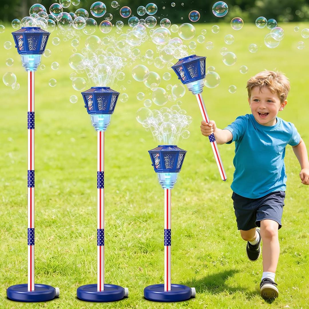 Bubble Machine for Kids Bubble Blower Maker with Lights and Music Automatic Bubble Stand Machine for Parties Birthday Wedding Toddlers Kid Summer Outdoor Toys (Blue)