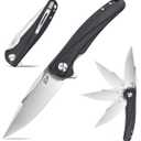 Eafengrow EF957 Folding Knife D2 Steel Blade G10 Handle with Pocket Clip Reliable Locking Mechanism EDC Flipper Knife for Camping Hiking(Black)