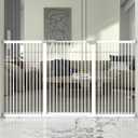 41" Extra Tall and Wide Baby Gate, 68.5-72.2'' Wide Pet Cat Gate for Doorway, Extra Wide Pressure Mounted Child Door with Expansion Kit, Metal Safe Gate, Tall Dog Gate, White