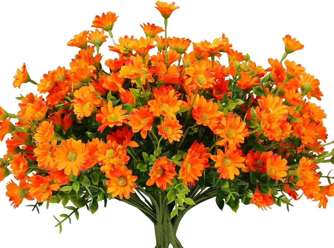 alyptus 8 Bundles Artificial Flowers for Outdoors Faux Mums UV Resistant Plastic Fall Plants Fake Greenery Orange Daisy Bulk for Home Gardenr Window Box Pathway Plante Wedding Decor (Orange) alyptus 8 Bundles Artificial Flowers for Outdoors Faux Mums UV Resistant Plastic Fall Plants Fake Greenery Orange Daisy Bulk for Home Gardenr Window Box Pathway Plante Wedding Decor (Orange)