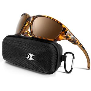 suoso Sports Polarized Sunglasses for Men: Womens UV400 Protection Sun Glasses Wrap Around Goggles for Fishing Driving TR90, C06-leopard Frame Brown