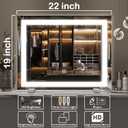 FENNIO Vanity Mirror with Lights20"x23" Lighted Makeup Mirror, Large Makeup Mirror with Lights, Touch Sensor with Dimmable 3 Modes Square White