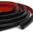 RV J-Shape Rain Gutter Rubber Drip Rail 40Ft, 1/2 Inch RV Trim Molding, Weather Stripping with Self-Adhesive, Roof Rain Diverter Fit for Car, Truck, Boat and Home Application (Black)