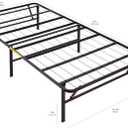 Amazon Basics Foldable Metal Platform Bed Frame with Tool-Free Setup, 14 Inches High, Storage Space, Sturdy Steel Frame, No Box Spring Needed, Twin XL, Black