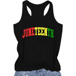 Juneteenth Shirts Women Africa Map Sleeveless T-Shirt African Proud Tank Top (Small, Black)