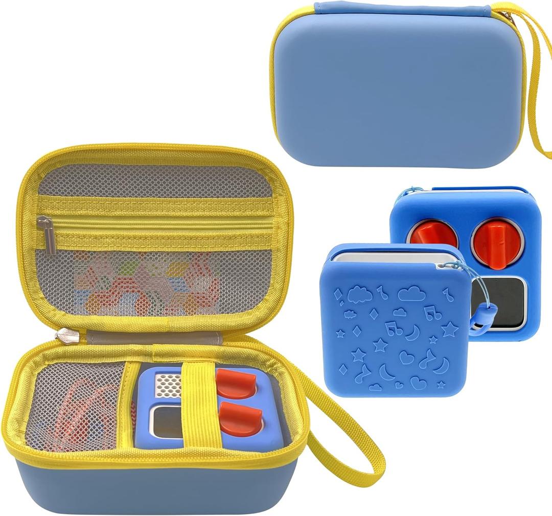 Hard Case Bag and Silicone Shell Cover for Yoto Mini Kids Audio & Music Player. Storage Holder for Childrens Speaker Plays Audiobook Cards and Accessories for Boys and Girls (Blue)