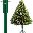 14.8" Christmas Tree Height Extender with 3 Fixing Screws,Christmas Tree Riser Fit 0.5-1.57 Inch Tree Poles,Make Xmas Tree Taller for 4.5Ft to 6.5Ft Artificial Trees Xmas Seasonal Indoor Decor,Green