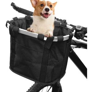 ZIMFANQI Bike Basket, Quick Release Bicycle Handlebar Front Basket, Removable Small Pet Cat Dog Carrier, Detachable Cycling Picnic Bag for Commuting Shopping Camping, Max.Bearing: 11lbs