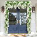 Wisteria Artificial Flower Garland,4PCS Wisteria Hanging Flowers for Wedding Decor,Wedding Arch Flowers,Flower Garland for Backdrop,Fake Hanging Flowers Vines for Wedding Decor(Total 28.8FT-White)
