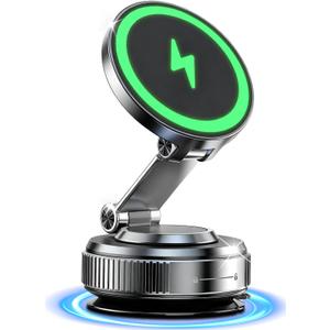 for MagSafe Car Mount Charger, 15W Fast Charging Magnetic Wireless Car Charger, Vacuum Magnetic Phone Holder [120LBS Ultra Suction Cup & 3000gf Magnet ] 780 Dashboard Car Bracket for iPhone & Android
