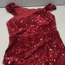 Women’s Sequin Evening Gown – Elegant Sleeveless V Neck Mermaid Formal Maxi Dress for Wedding, Prom or Party, Size M