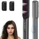 2 in 1 Steam Hair Straightener Brush, MSDS Approved 30s Fast Heat-up Electric Portable steam Straightener Brush Hot Comb with 2 Essential Oils, Reduce Frizz, Nourishes Hair, 20Min Auto Shut-Off