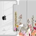 Batianda Hybrid Case for iPad Pro 11-inch 2022 4th M2 2021 (3rd Generation) / iPad Pro 11" 2nd 2020 [Built-in Pencil Holder] Shockproof Cover with Clear Back Shell TPU Bumper,Auto Sleep/Wake,Flowers