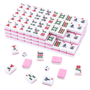 BeautyChen American Mahjong Tile Set, 166 Pcs 1.2" Mahjong Tiles with 3 Dices 1 Instruction, Mahjong Game Set for Adult Family & Friends Gatherings, Mahjong Lovers, Beginners (Pink)