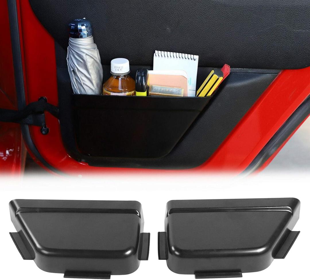 RT-TCZ for Wrangler JKU Rear Door Net Pocket Storage Box Organizer for Jeep Wrangler JKU 4-Door 2011-2018 2pcs, Rear (Black)