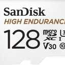SANDISK 128GB High Endurance Video microSDXC Card with Adapter for dash cam and home monitoring systems - C10, U3, V30, 4K UHD, Micro SD Card - SDSQQNR-128G-GN6IA