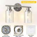Unicozin 2 Light Vanity Lights, Brushed Nickel Wall Sconce Light with Clear Glass, Bathroom Light Fixtures, Wall Lights for Mirror, Living Room, Bedroom, Hallway, E26 Base (Bulbs Not Included)
