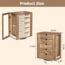 Emfogo 360 Rotating Jewelry Box for Women, Rustic Wooden Jewelry Organizer Box with 5 Drawers, Glass Doors, Vertical Open Design Jewelry Storage Case Display for Earrings Rings Necklaces Bracelets