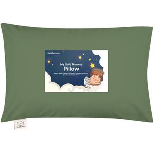 Toddler Pillow with Pillowcase - 13x18 My Little Dreamy Kids Travel Bed Pillows for Sleeping, Organic Cotton Small Pillowcase, Soft & Breathable, Machine Washable, Toddlers 2-5 years old(Jungle Green)