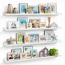 Forbena 48 Inch Floating Shelves for Wall Set of 4, Large White Picture Ledge Shelf for Living Room Photo Frames, Extra Long Wood Wall Shelves with Lip for Bedroom Hallway Office Nursery Kids Books
