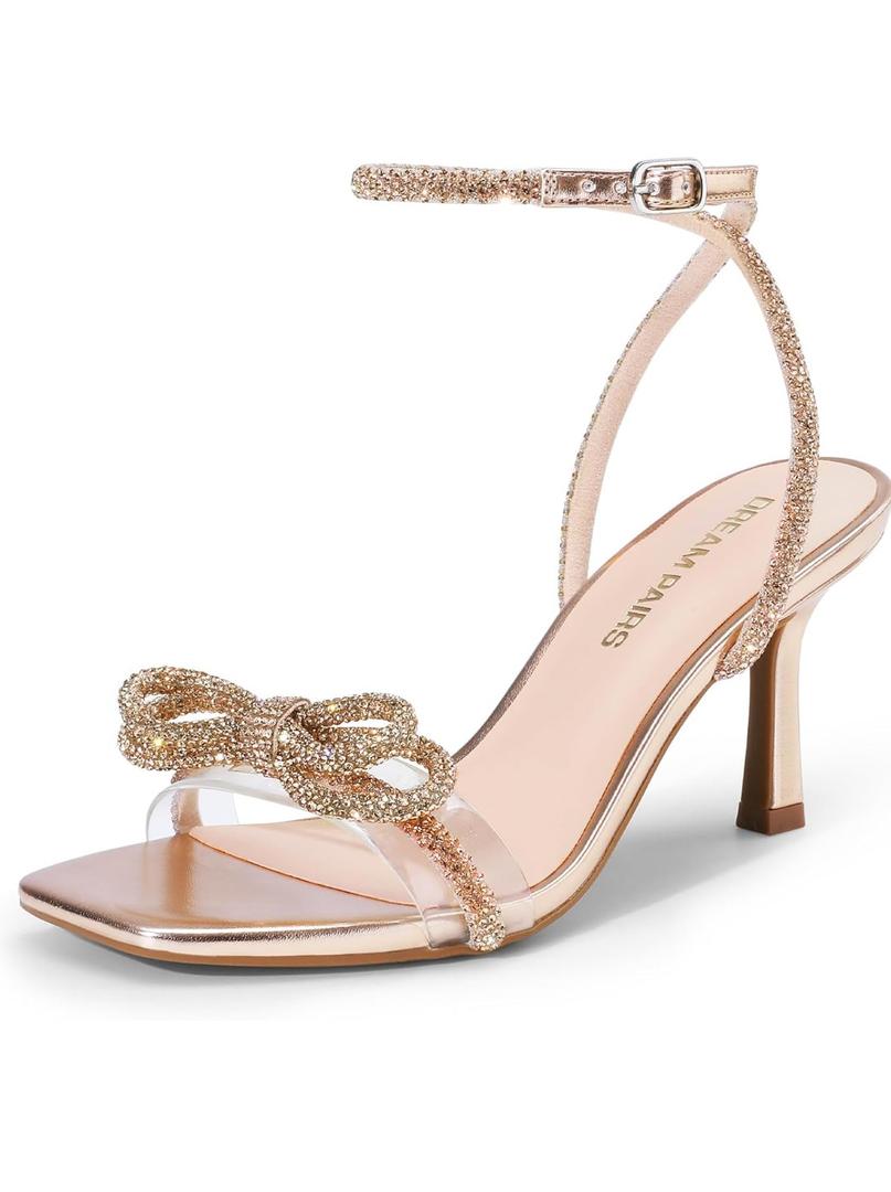 DREAM PAIRS Women's Rhinestone Ankle Strap Dress Sandals, 10