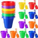 Sratte 18 Sets 4.7" Sand Buckets and Shovels Bulk Summer Beach Bucket Pack Plastic Beach Pails Sand Toys for Summer Pool Party Favors