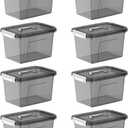 Clear Black Storage Bins with Lids 8 Pack, 5 Quart Stackable Plastic Storage Containers with Latching Lid, Transparent Closet Organization Boxes for Bedroom, Garage, Home Organization